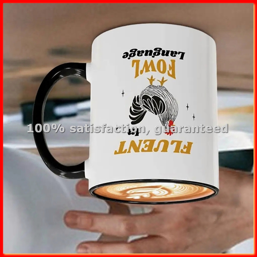 Coffee Tea And Cocoa - كوب قهوة سيراميك بنقشة دجاج، سعة
