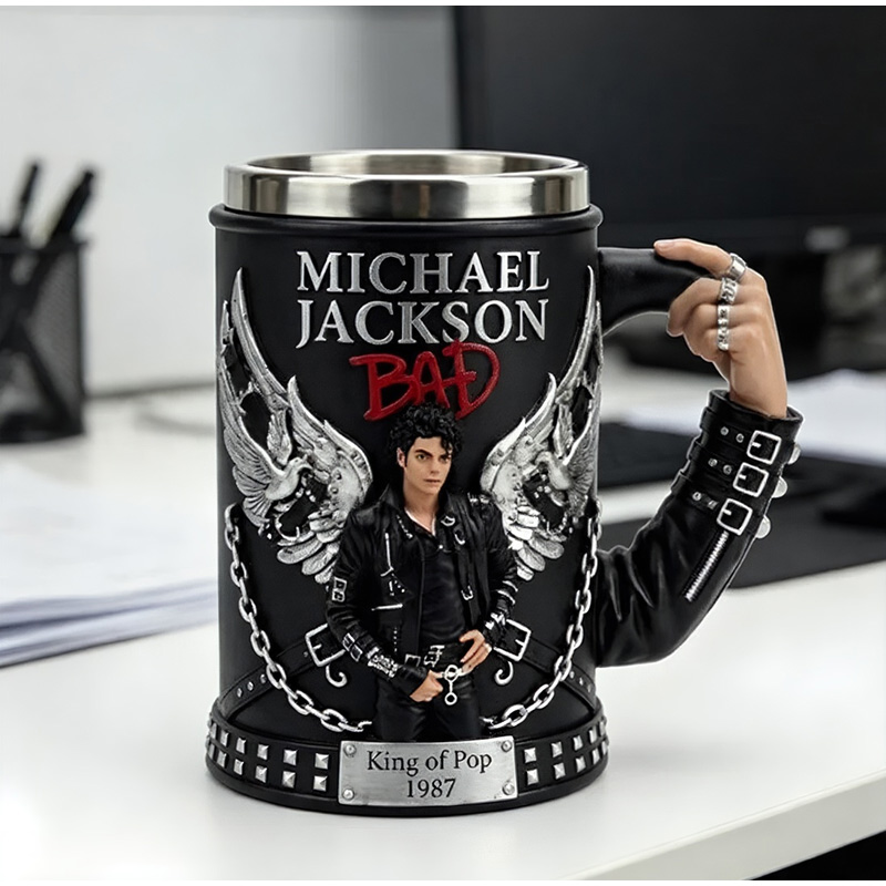 Coffee Tea Mugs - كوب مايكل جاكسون ملك البوب ثلاثي
