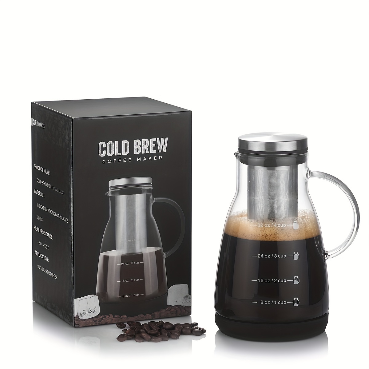 Juice Tea Coffee - إبريق زجاجي كلاسيكي سعة 24 أونصة