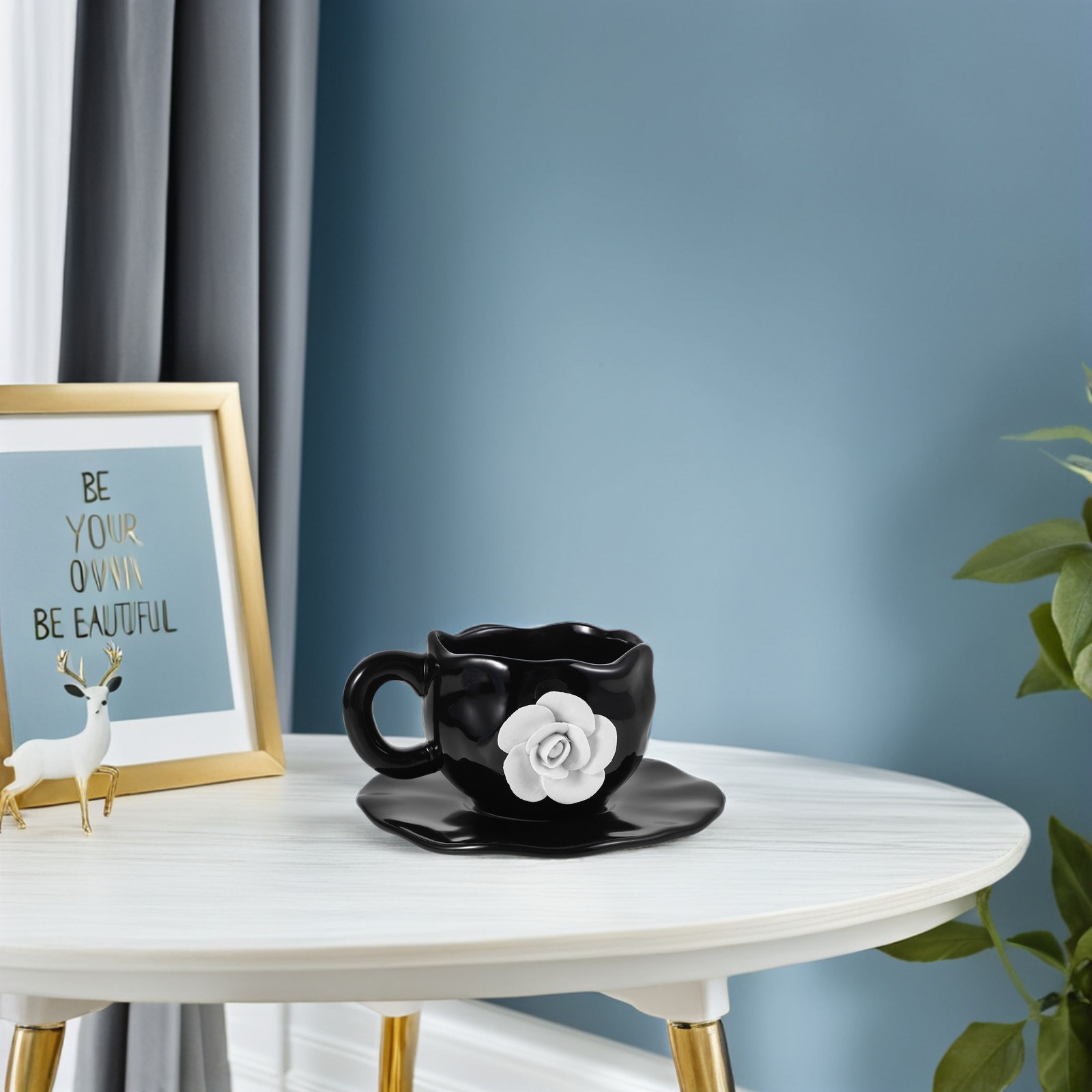 Juice Tea Coffee - طقم أكواب قهوة سيراميك بتصميم وردي