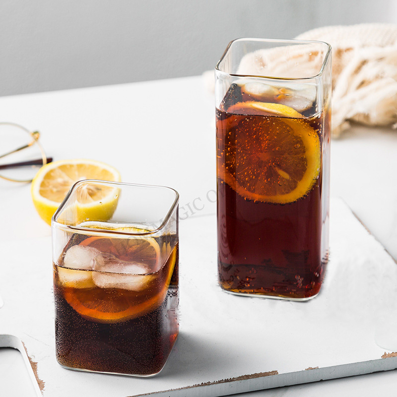 6/4/2/1 قطعة مربع الزجاج كوب ا - مراجعة Juice Tea Coffee وسعره